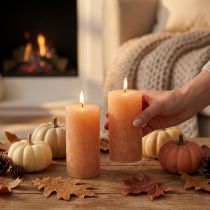 Itens Velas cor sólida Velas pilar Laranja Pêssego 50×100mm 4 un