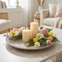 Itens Prato decorativo redondo branco ranhuras castanhas decoração de mesa Ø35cm H3cm