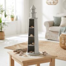 Itens Farol Shabby Chic Creme Decoração de Verão Marítimo Ø14,5cm Alt.51cm