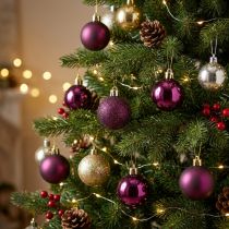Itens Mini bolas de Natal de plástico roxo Ø3cm Alt.3,5cm 14 unid.
