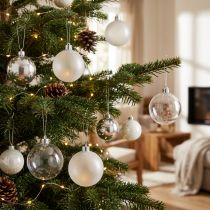 Itens Bolas de Natal de plástico transparente leitoso Ø70mm 18 unidades