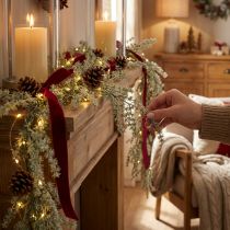 Itens Guirlanda artificial decoração em lariço fosco branco cinza 170cm