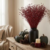 Itens Linho Vermelho Bordeaux Seco para Decoração, Flores Secas L55cm 80g