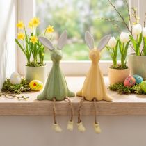 Itens Conjunto de 2 peças com coelho decorativo de cerâmica para prateleira, ideal para um ambiente alegre. 22 cm de altura.