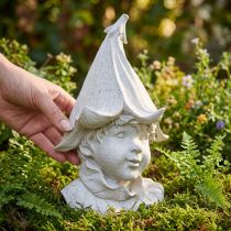 Itens Cabeça de gnomo decorativa para dar um toque de estilo ao jardim e à sala de estar, cinza, 30 cm