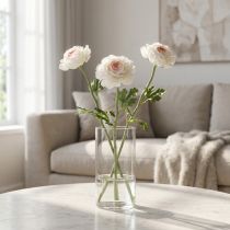 Itens Ranúnculos artificiais com flores delicadas para uma decoração elegante e de fácil manutenção, 51 cm, 3 peças.