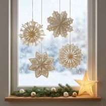 Itens Elegantes flocos de neve de papel para decoração de inverno e Natal.