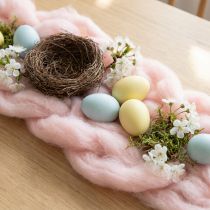 Itens Cordão de lã decorativo rosa de 2m, ideal para feltragem, artesanato e arranjos florais.