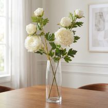 Itens Peônias Artificiais com 3 Flores Branco Creme 81cm 2pcs