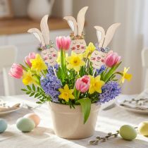 Itens Plugue de flor cabeça de coelho decorativa de madeira em palito 11cm 12 un