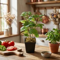 Itens Hortelã em vaso, ervas artificiais, planta verde, 24 cm de altura