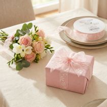Itens Fita de organza, fita floral para presentes, rosa, 25 mm, 18 m