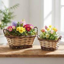 Itens Cesta decorativa para plantador, quadrada, cor natural 21 × 16/16 × 13cm, conjunto de 2