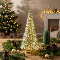 Itens Mini árvore de Natal com iluminação LED verde ouro 28cm