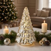 Itens Mini árvore de Natal com luzes LED, prateada e dourada, 28 cm