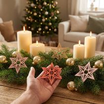 Itens Estrelas de madeira decoração de natal estrelas de madeira laranja 8 cm 16 unidades