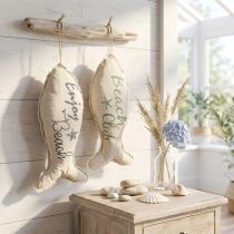 Itens Peixe decorativo marítimo para pendurar tecido 34×14,5cm 2pcs