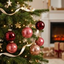 Itens Conjunto de enfeites de Natal, decoração festiva brilhante, 6 cm, 24 peças