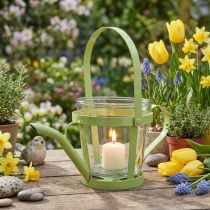 Itens Lanterna regador decorativo de vidro metal verde Ø14cm Alt.13cm