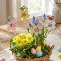 Itens Decoração de primavera plugues de flores madeira decoração de pássaros 8×6cm 12 un