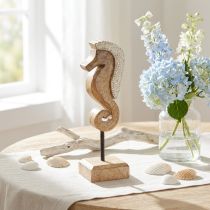 Itens Decoração madeira manga cavalo marinho com pérolas decoração mesa marítima 20cm