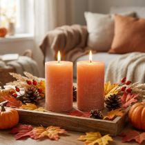 Itens Velas de cor sólida Laranja Pêssego pilar velas 85×120mm 2 unidades