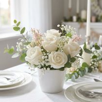 Itens Rosas artificiais cera creme rosas decorativas cera Ø6cm 18 un