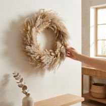 Itens Guirlanda de flores secas, capim-dos-pampas, lagurus, decoração boho para pendurar, decoração natural, guirlanda de parede, Ø31cm