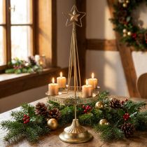 Itens Castiçal Pilar Vela Estrela Dourada Ø23cm A49,5cm