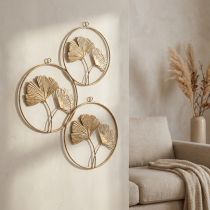 Itens Cabides decorativos dourados em formato de ginkgo, estilo vintage em metal, Ø16cm, conjunto com 3 unidades, decoração de parede