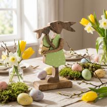 Itens Coelhinho mãe com filho, decoração de páscoa, primavera, coelhinho da páscoa madeira, natural, verde, amarelo A22cm