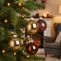 Itens Bolas de Natal bolas de vidro misturadas em marrom dourado Ø7,5cm 12 unid.