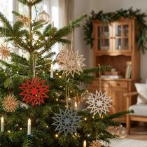 Itens Estrelas de Natal de madeira para pendurar, decoração para janelas e árvores.