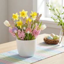 Itens Vara de flor coelho colorido decoração de madeira páscoa 6cm 12 peças