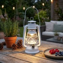 Itens Lanterna LED regulável branco quente 24,5cm com 15 lâmpadas