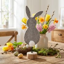 Itens Suporte de mesa decoração coelhinho da Páscoa feltro cinza 50cm