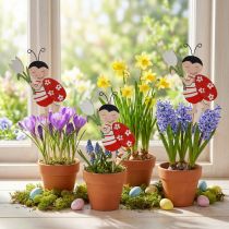 Itens Flor decorativa joaninha plugues madeira metal 8,5 cm 12 un