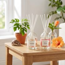 Itens Difusor de fragrância para ambientes com aroma exótico de coco e manga para uma sensação de frescor duradoura em casa, 19 cm, 2 peças.