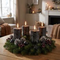 Itens Velas pretas em formato de pilar, tingidas por completo, estilo rústico, 60x80mm, conjunto de 4, coroa do Advento, decoração.