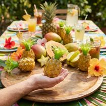 Itens Conjunto de Mini Abacaxis Decorativos Artificiais para Festa Tropical - 6 Peças