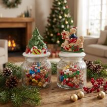 Itens Pote de doces com tampa bomboneira de Natal Alt.20cm 2 unidades