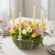 Itens Castiçal em tigela decorativa de metal branco Ø14cm Alt.7cm