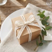 Itens Fita decorativa de juta, fita natural para presentes, branco creme, 15 mm x 15 m