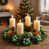 Itens Mini bolas de árvore de Natal em vidro sobre arame verde Ø1,5cm 140 un