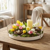 Itens Bandeja com alças práticas, estilo vintage, para diversas ideias de decoração com flores e materiais naturais, 30 cm