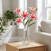 Itens Lírio artificial para decoração elegante de sala de estar com aparência realista, 67 cm, 2 peças.