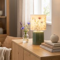 Itens Abajur de mesa LED com estampa floral para iluminação elegante da sala de estar, 23 cm
