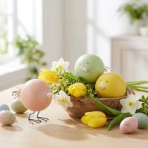Itens Conjunto de 3 pintinhos decorativos, um enfeite alegre para a primavera e a Páscoa, 12 cm de altura.
