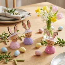 Itens Decoração de mesa com coelhinhos da Páscoa para a primavera, coelhinhos decorativos com chapéus, 7 cm, 9 peças
