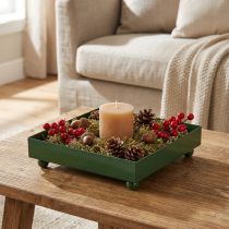 Itens Bandeja decorativa quadrada de metal verde 15×15cm 2 unidades